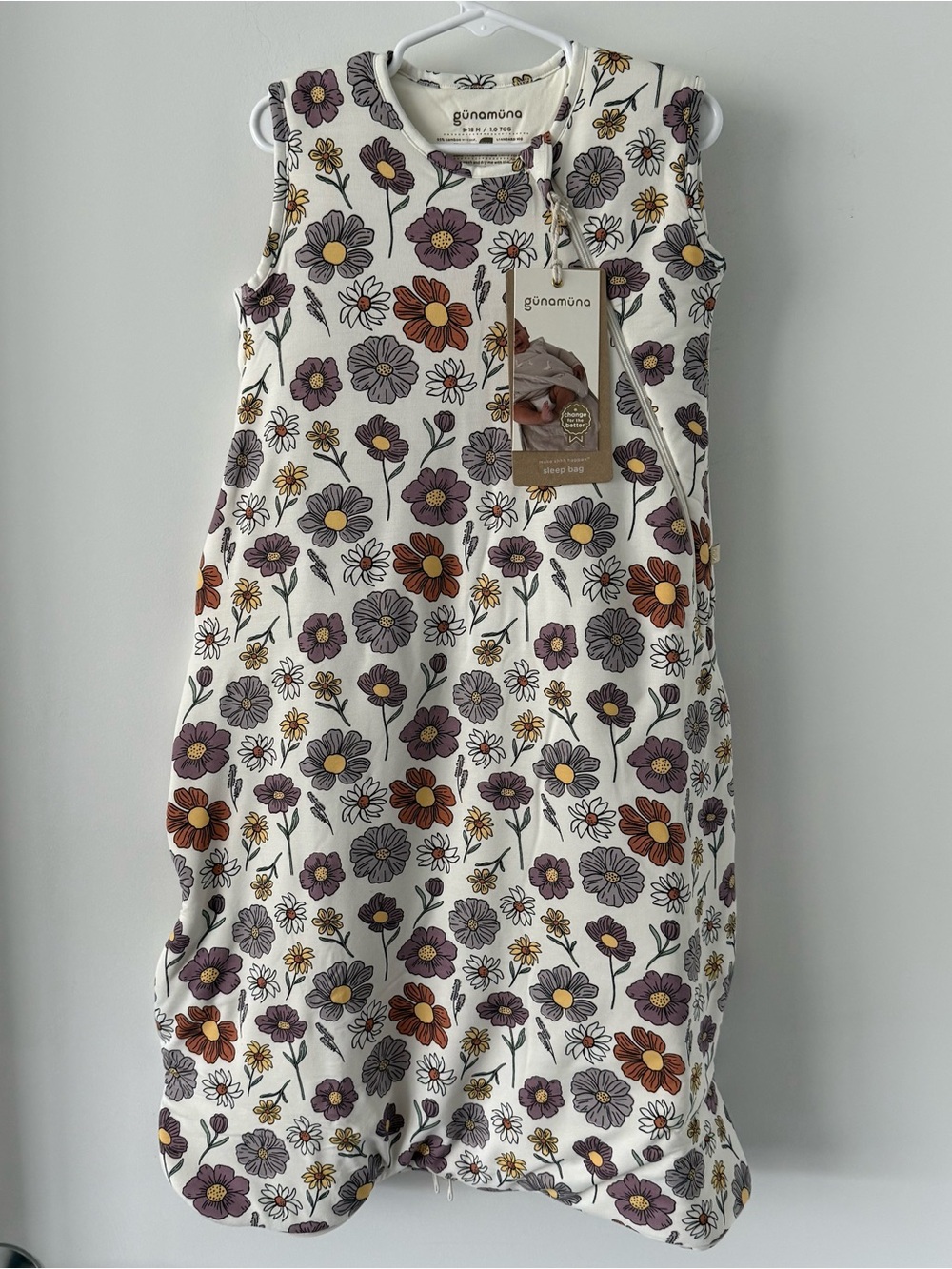 NWT günamüna Mauve white Floral Sleep‎ Bag sleep sack for Babies
